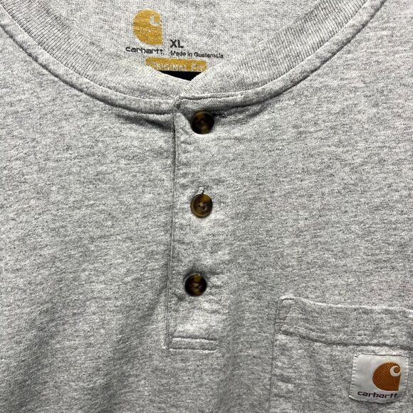 Carhartt Henley T-Shirt Men XL Gray Original Fit Heavyweight Pocket Short Sleeve - Picture 4 of 11